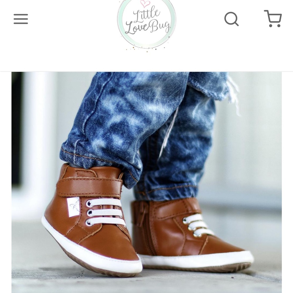 Little Love Bug Brown High Top Shoes